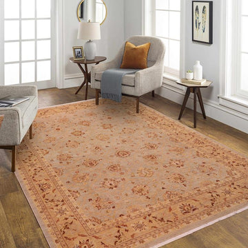 handmade Transitional Kafkaz Chobi Ziegler Bluish Gray Tan Hand Knotted RECTANGLE 100% WOOL area rug 9 x 11